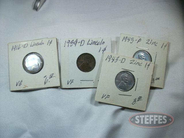1939 & 1916 Lincoln & (2) 1943 Zinc Pennies